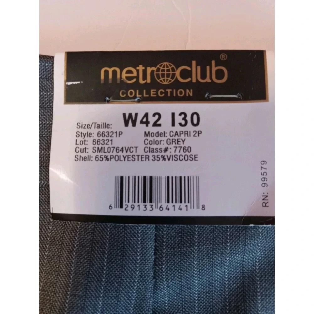 Men's‎ Metro Club Collection Dress Pants  41x30 Gray Pin Stripe